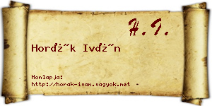 Horák Iván névjegykártya