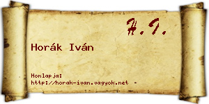 Horák Iván névjegykártya